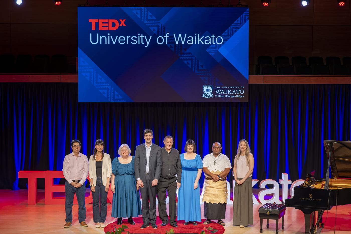 The 2025 TEDx University of Waikato speakers on stage